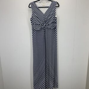 Chicos Womens Medium Maxi Dress Sleeveless Striped Crossover Bodice Beach Flowy